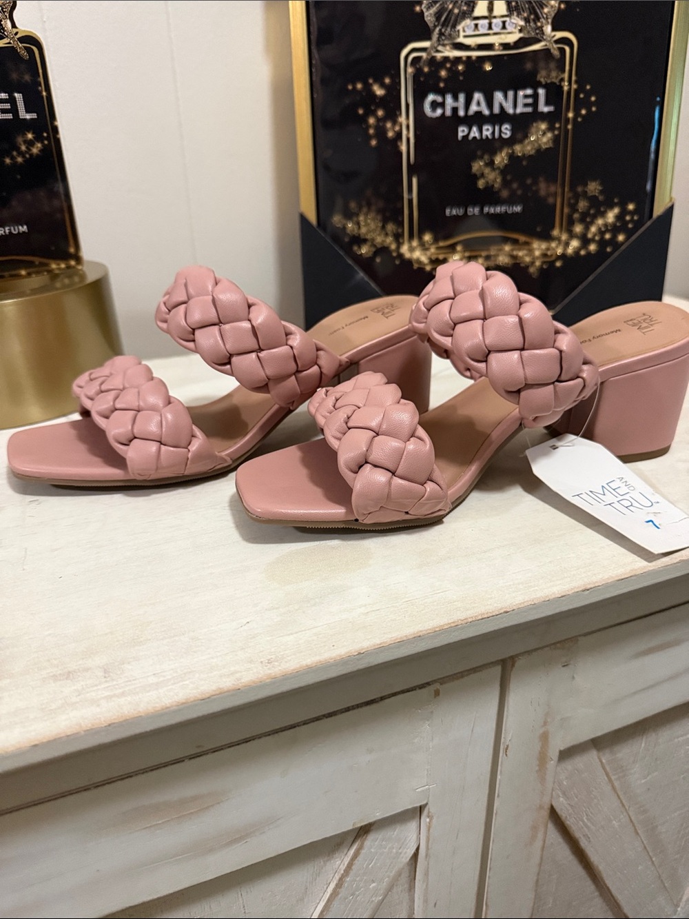 Time and Tru Blush Pink Braided Double-Strap Slide Mules - Picture 6 of 6